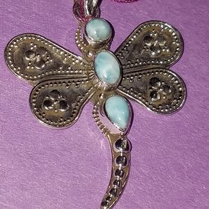 New Larimar sterling silver Dragonfly pendant